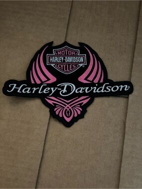 Harley-Davidson Black and Pink Embroidered Logo Patch